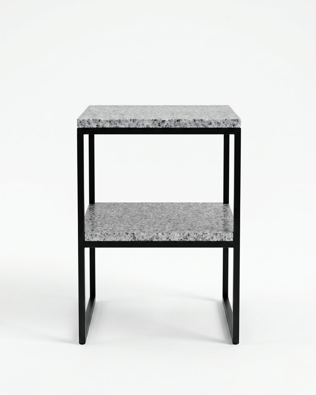 Bauhaus Inspired Halayeb Granite Night Stand With Steel Black Frame