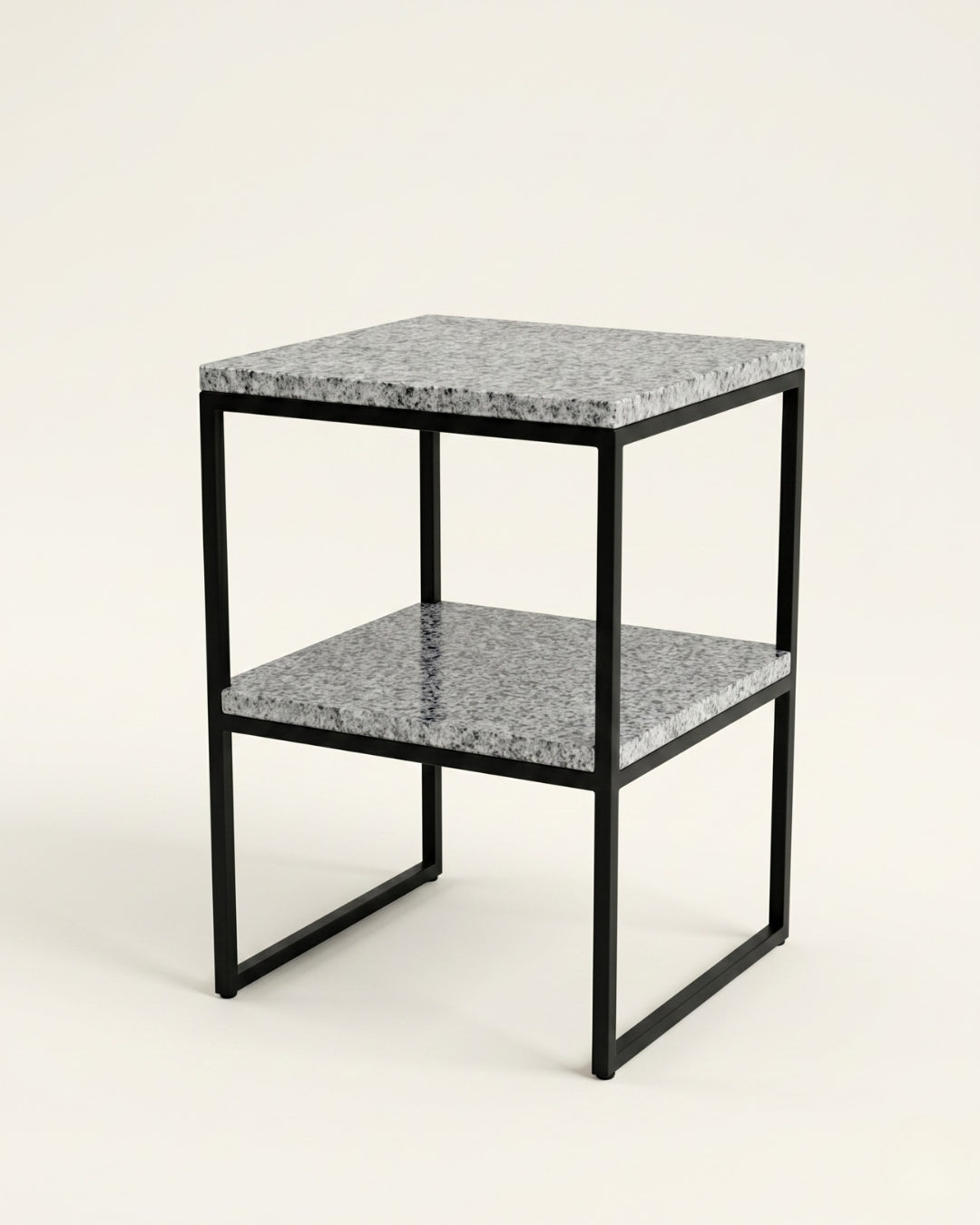 Bauhaus Inspired Halayeb Granite Night Stand With Steel Black Frame