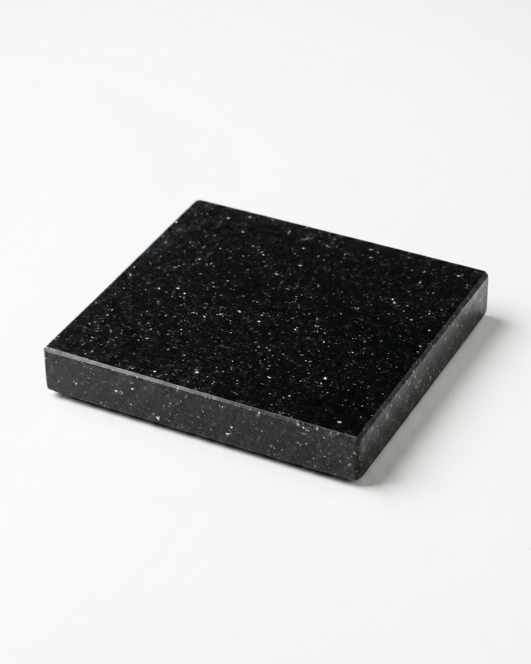 Absolute Black Granite Square Coasters - Block
