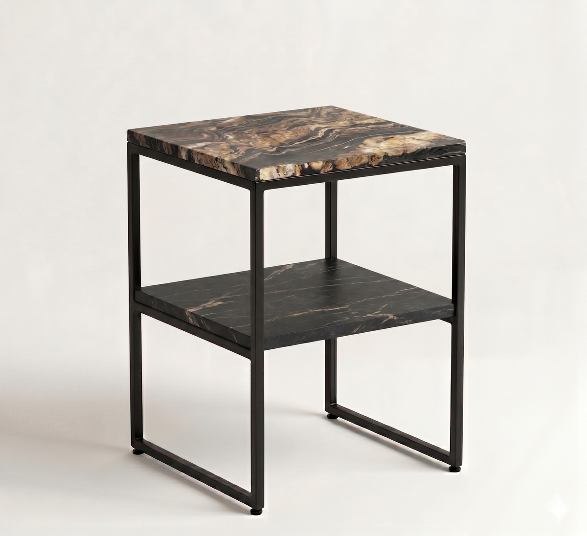 Magma Gold Granite - Bauhaus Inspired Night Stand With Steel Black Base Studio