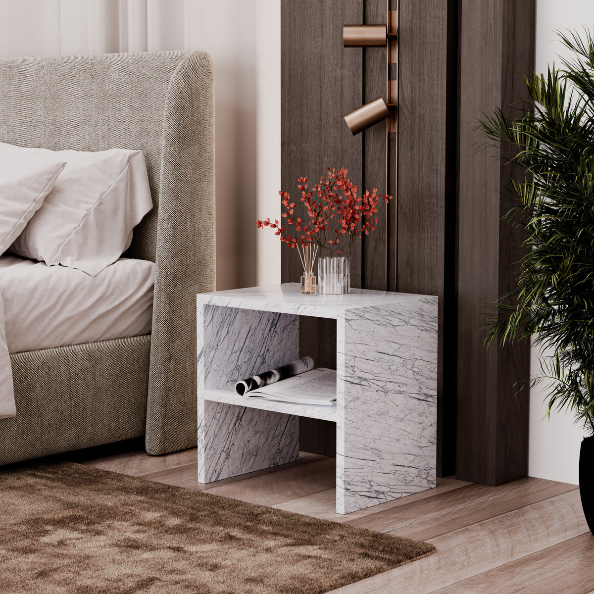 carrara marble nightstand