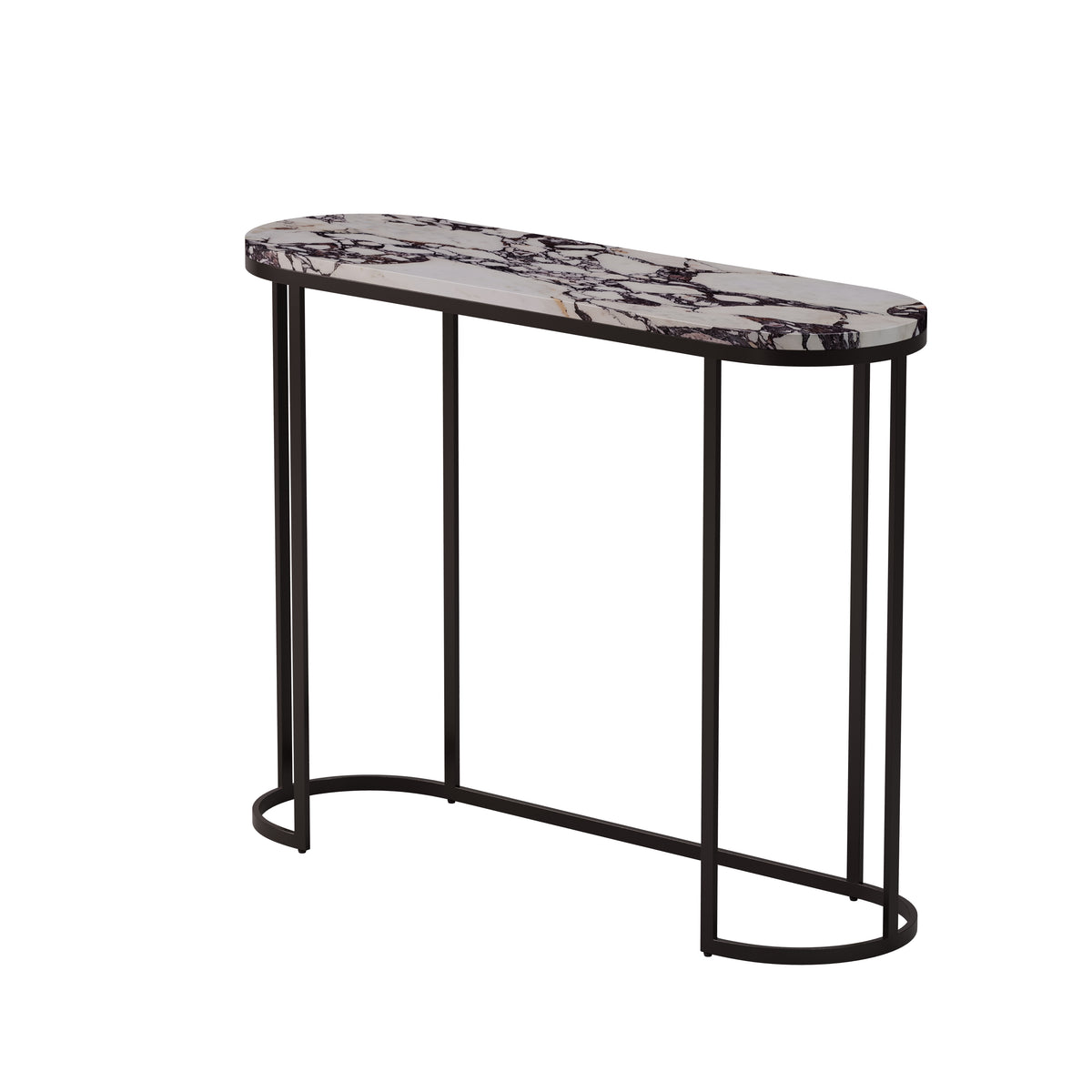 Oval Console Table – Marble Top & Metal Base