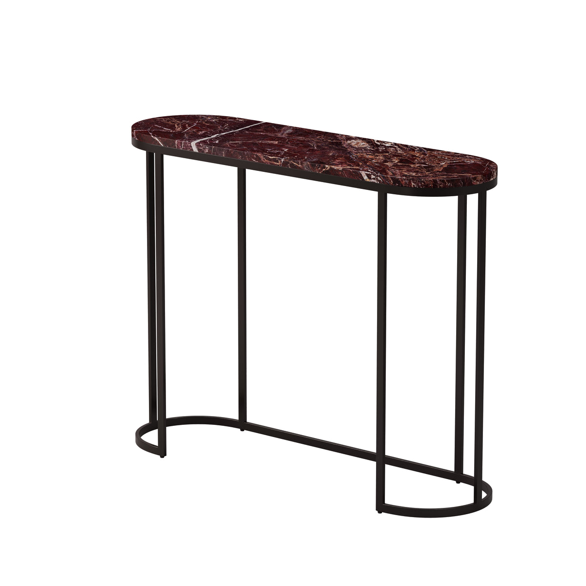 Oval Console Table – Marble Top & Metal Base