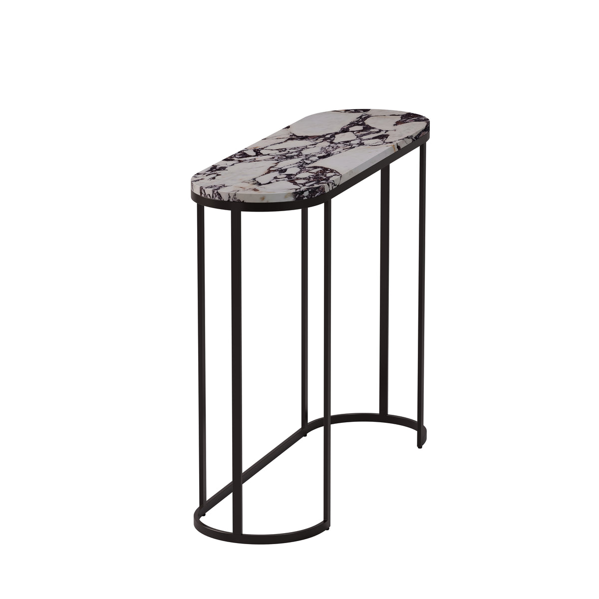 Oval Console Table – Marble Top & Metal Base
