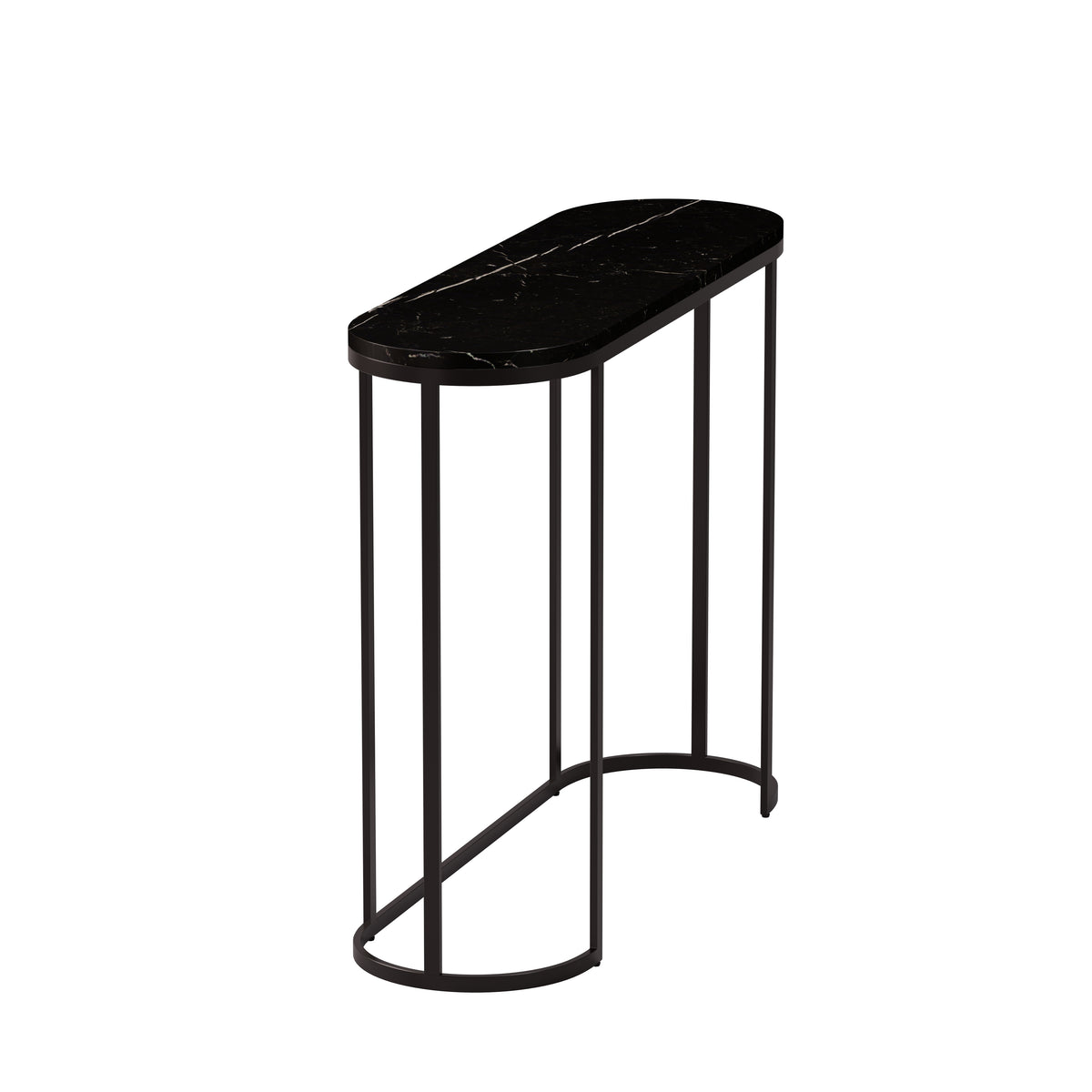 Oval Console Table – Marble Top & Metal Base