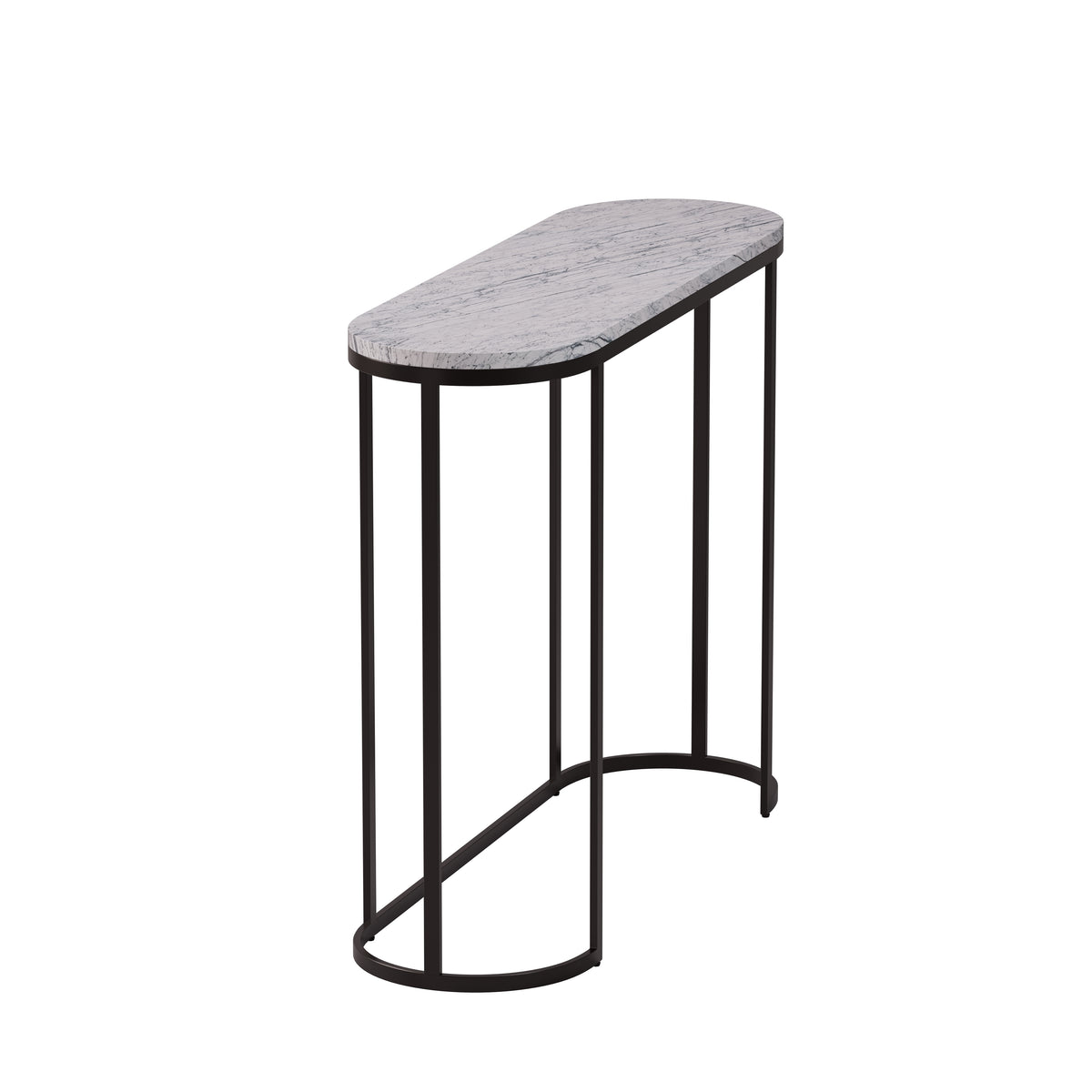Oval Console Table – Marble Top & Metal Base