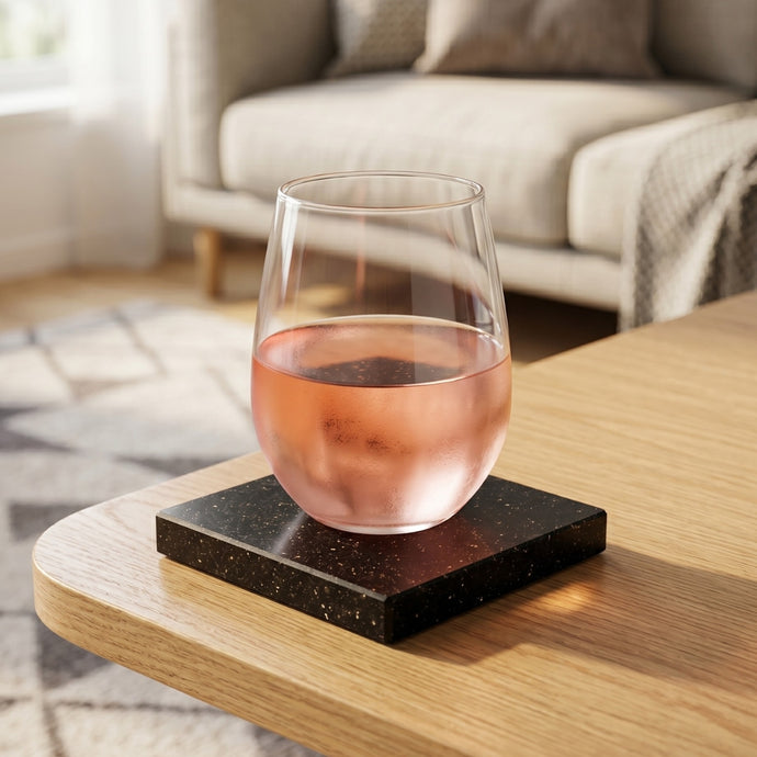 Absolute Black Granite Square Coasters - Block