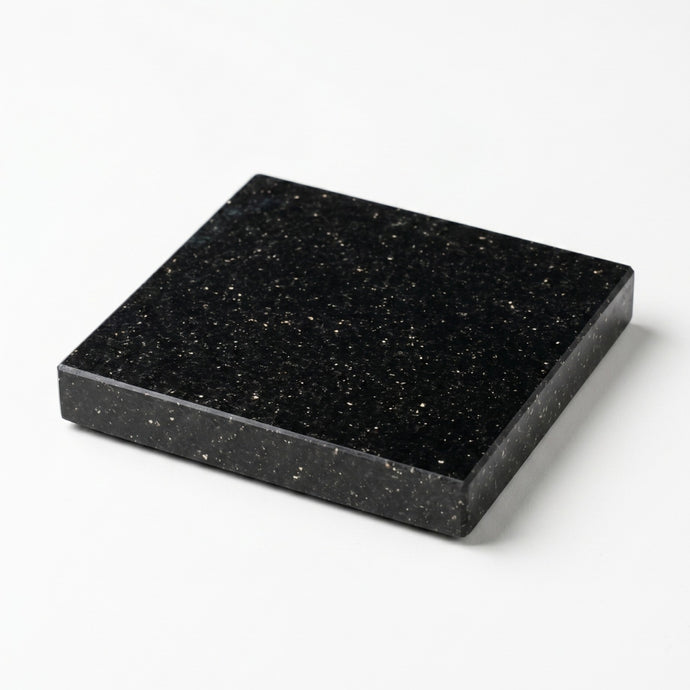 Absolute Black Granite Square Coasters - Block