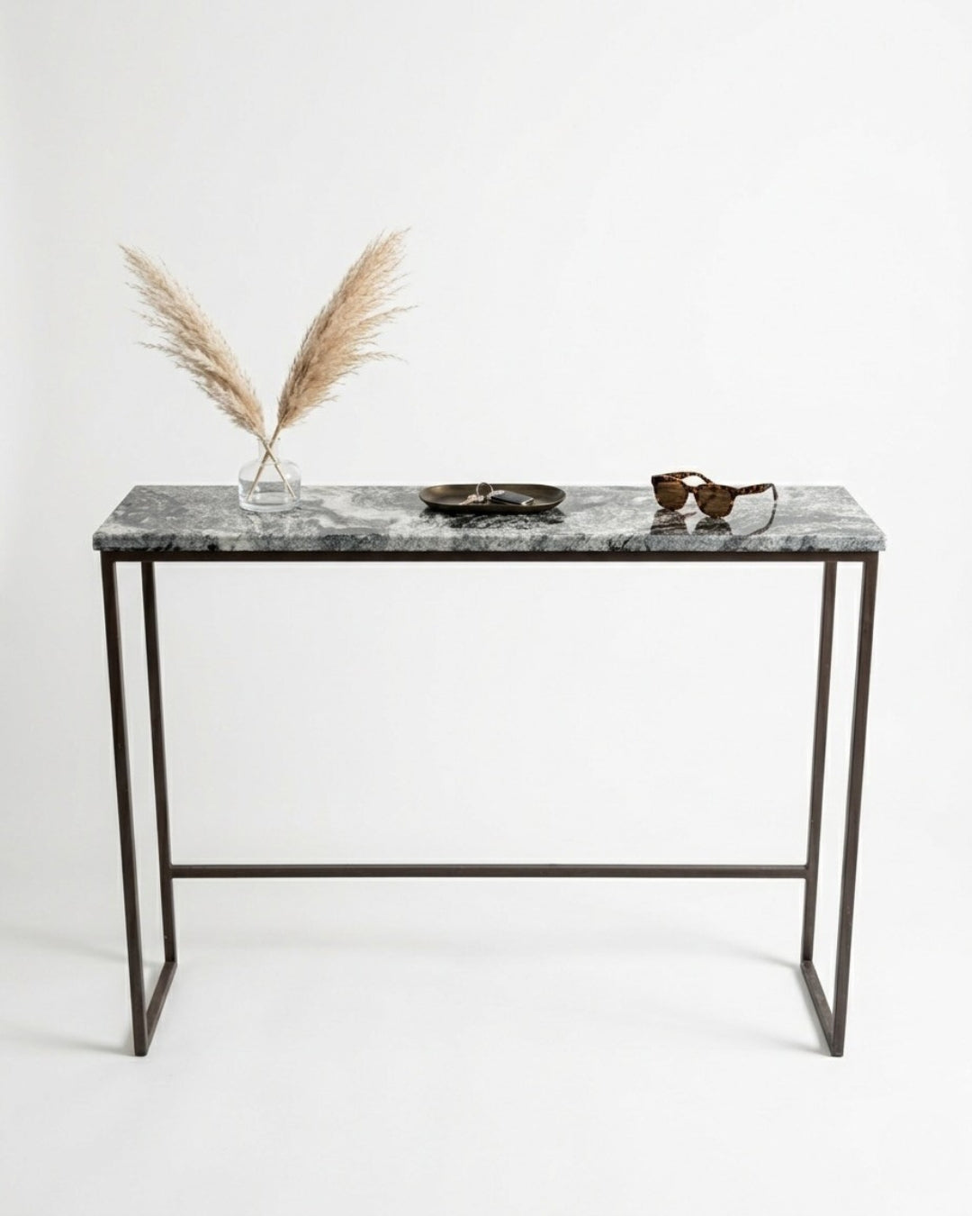Vison Granite Consoleb Table With Black Steel