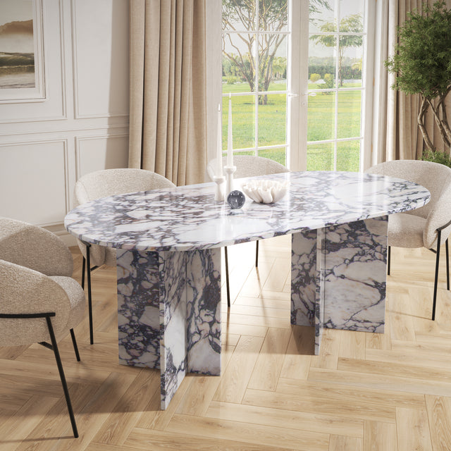 Calacatta Viola Marble Oval Dining Table