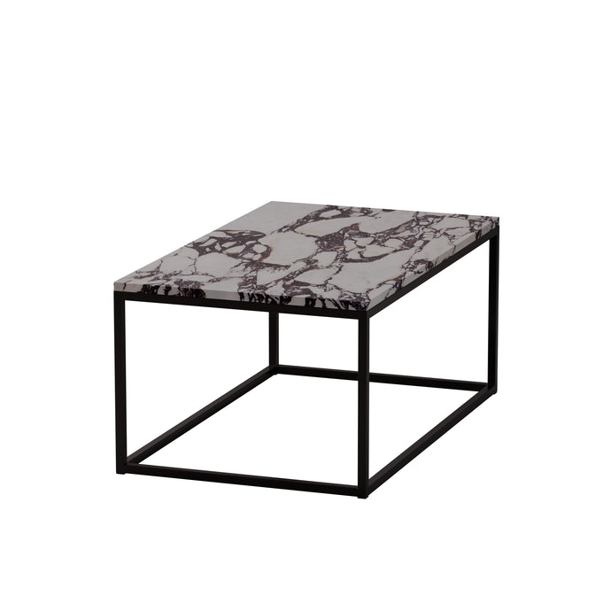 Calacatta Viola Marble Coffee table with black steel frame interior