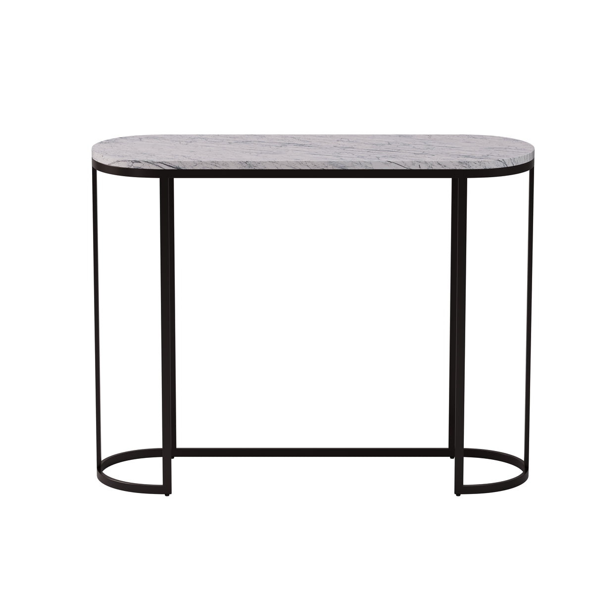 Oval Console Table – Marble Top & Metal Base