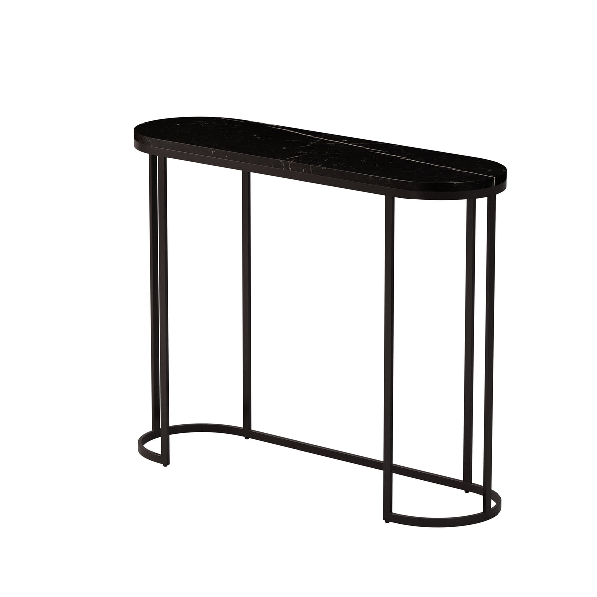 Oval Console Table – Marble Top & Metal Base