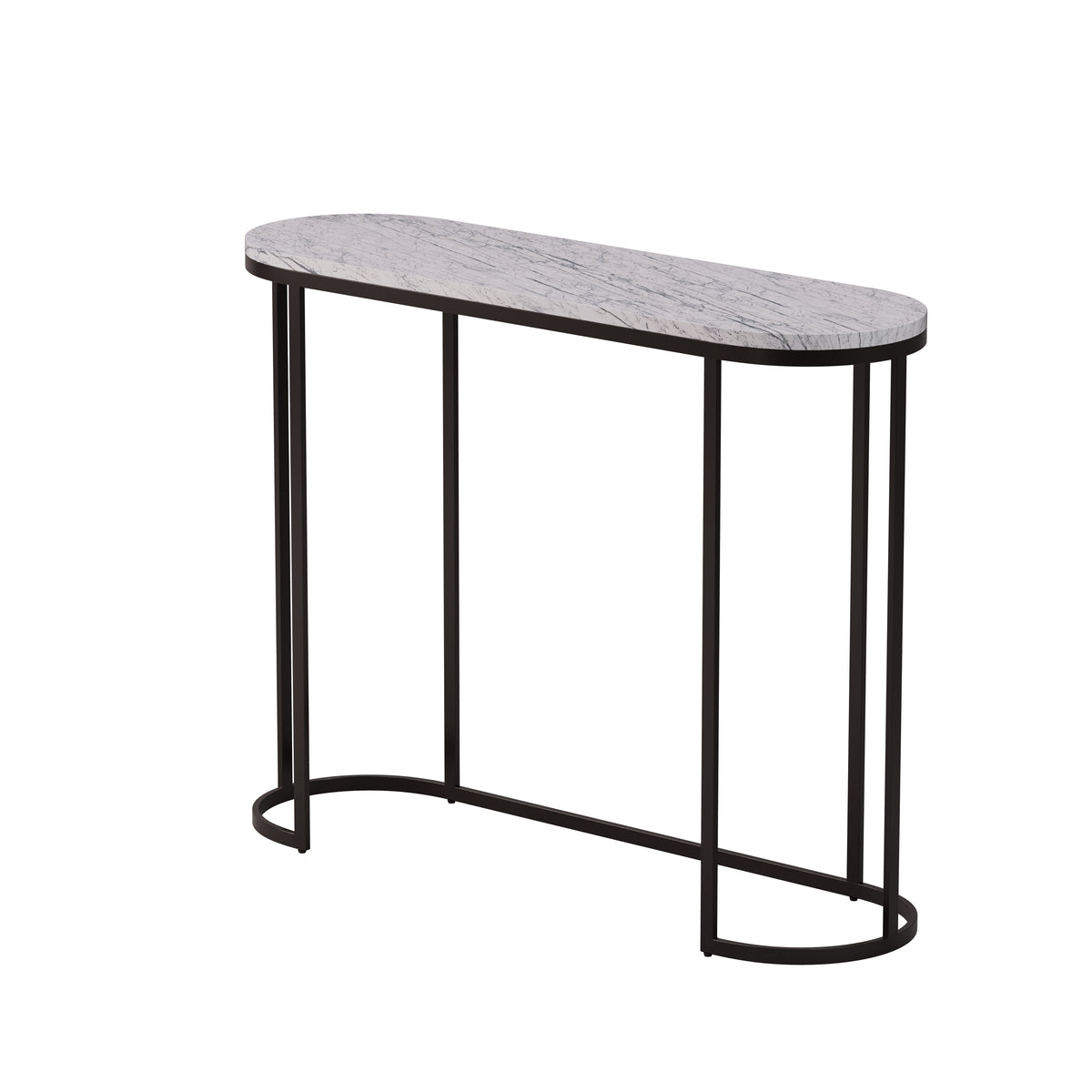 Oval Console Table – Marble Top & Metal Base