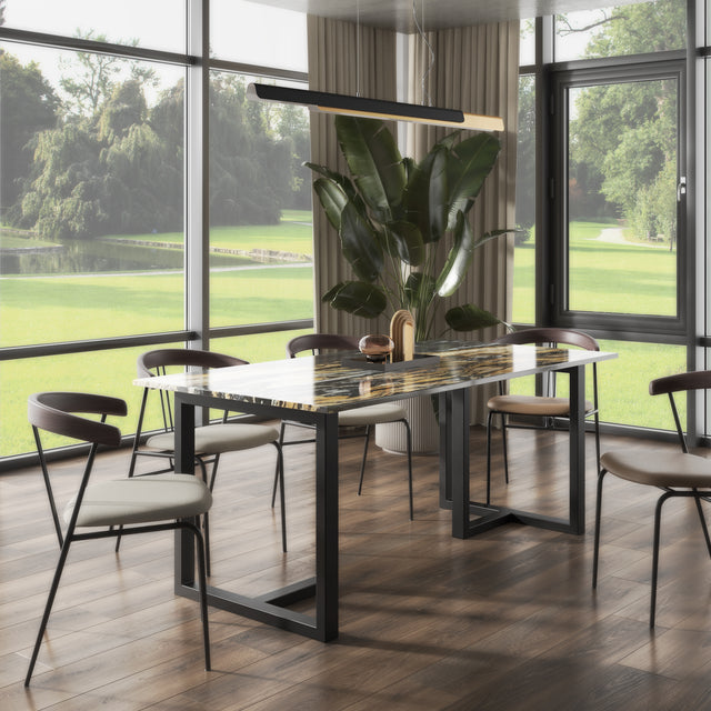Magma Gold Granite Dining Table with Metal base